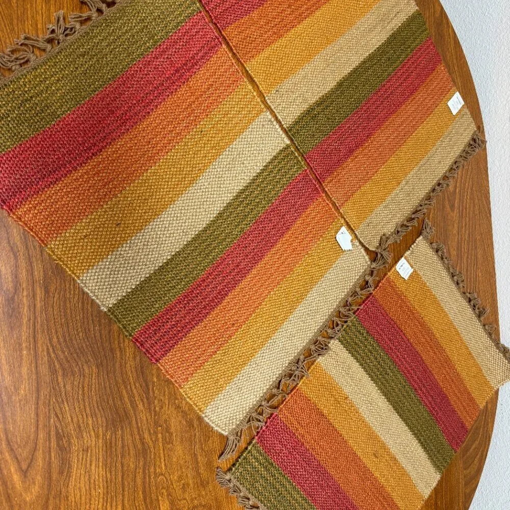 Pier 1 One Set of 3 Jute Woven Placemats Fringe NEW